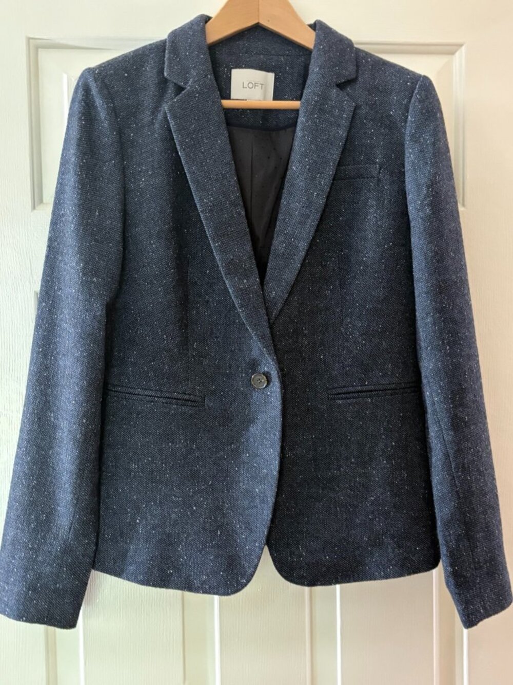 LOFT Steel Blue Speckled Wool Blend Blazer Size 4